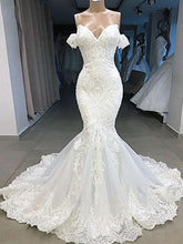 Elegant Long Sweetheart Short Sleeves Lace Mermaid Wedding Dresses