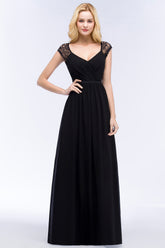 Elegant Mermaid Lace V-Neck Sleeveless Floor Length Bridesmaid Dresses with Sash