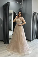 Long A-line Sweetheart Backless Off the Shoulder Formal Evening Dresses