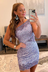 Mermaid Sequins One Shoulder Short Homecoming Dress
