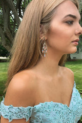 Off the Shoulder A-line Two Piece Satin Homecoming Dress with Pockets