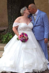 Simple Plus Size Off the Shoulder Ball Gown Wedding Dresses