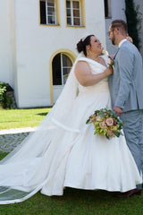 Satin V-neck Sleeveless Ball Gown Plus Size Wedding Dresses