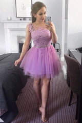 Short A-line Tulle Lace Homecoming Dress