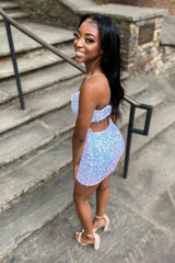 Sparkle V-Neck Mermaid Homecoming Dress with Sequins
