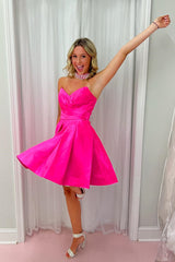 Sweetheart A-Line Satin Short Homecoming Dress