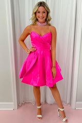 Sweetheart A-Line Satin Short Homecoming Dress