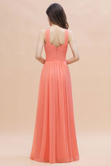 Chiffon Long Bridesmaid Dress A-Line Wedding Guest Dress With Side Slit