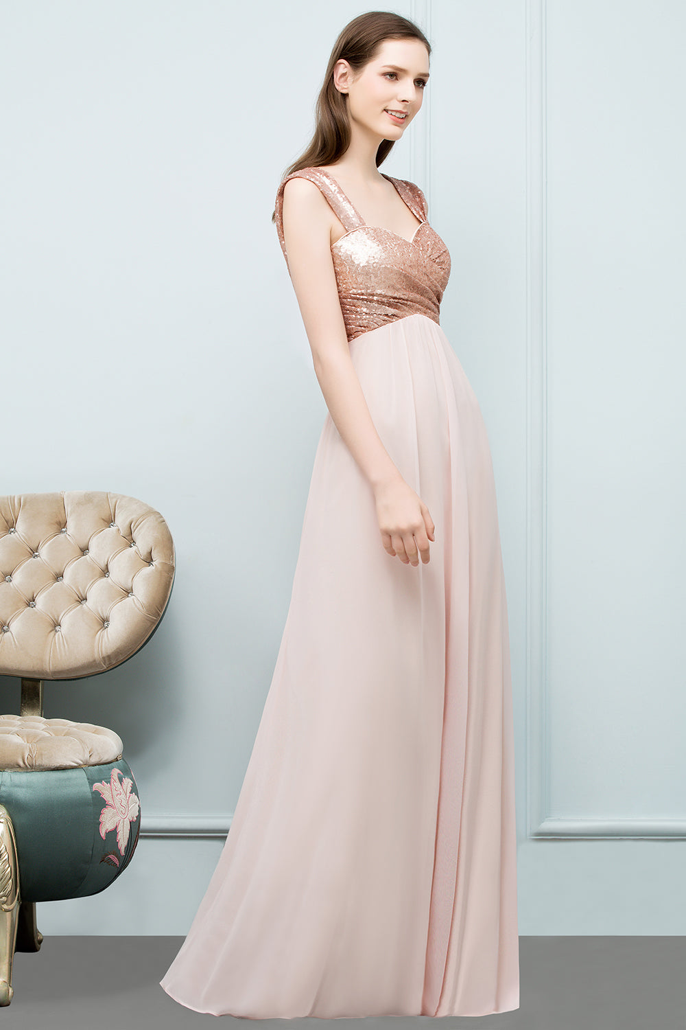 Chic Long Sweetheart Chiffon A-line Evening Dress