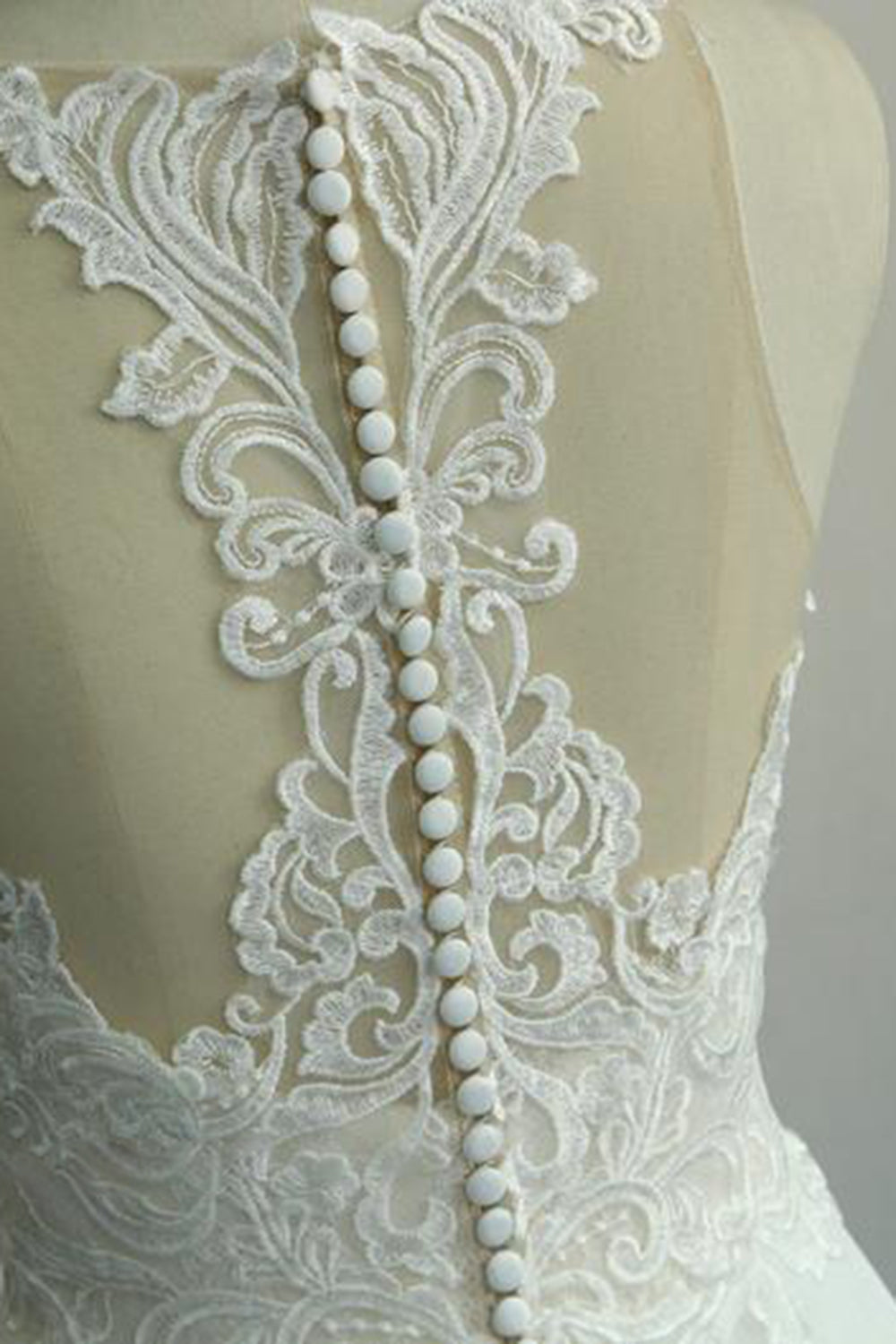 Amazing Long Appliques Lace Chiffon A-line Wedding Dress