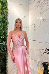 Sexy Long Mermaid V-neck Spaghetti Straps Glitter Prom Dresses