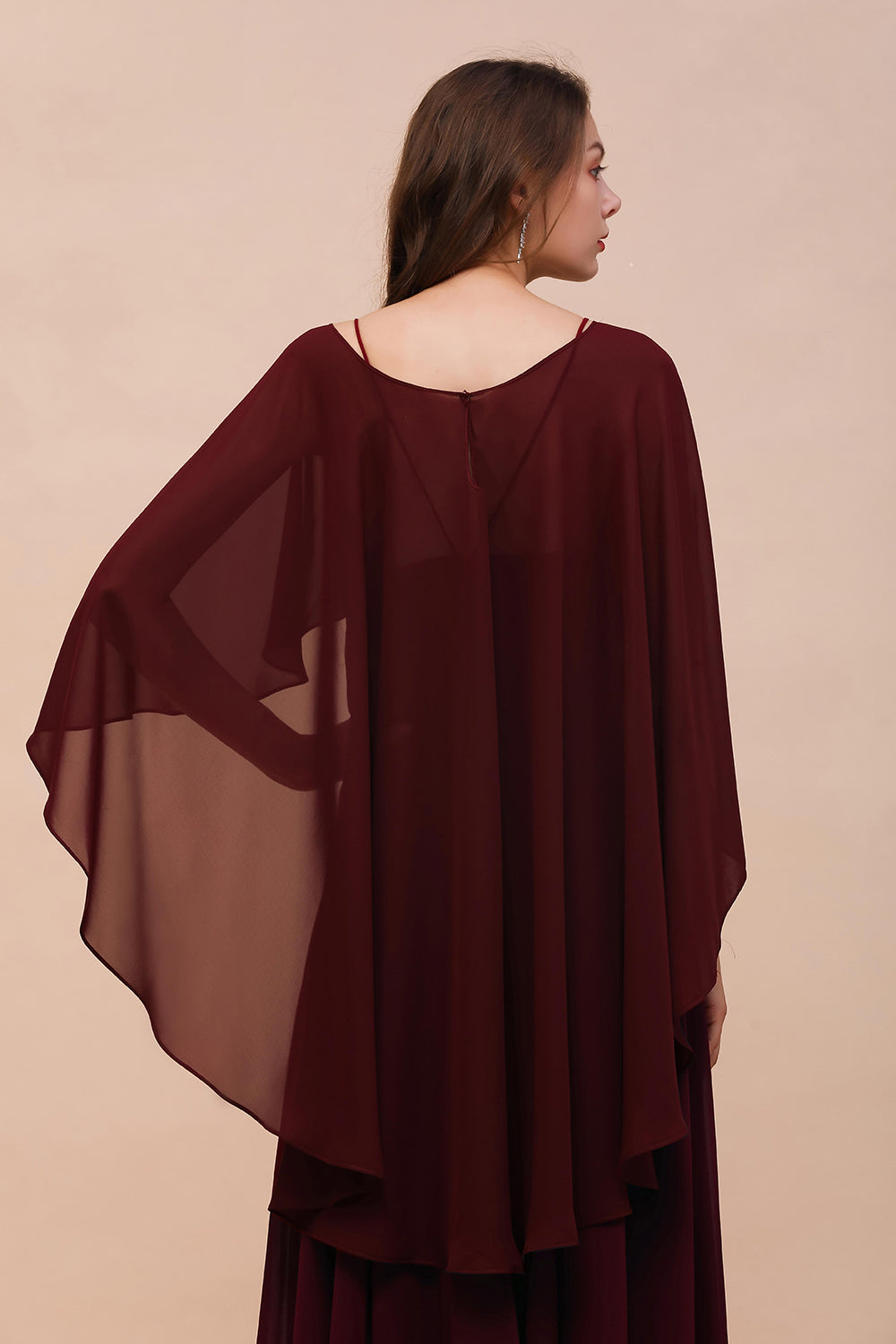 Chiffon Burgundy Long Special Occasions Wrap
