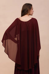 Chiffon Burgundy Long Special Occasions Wrap