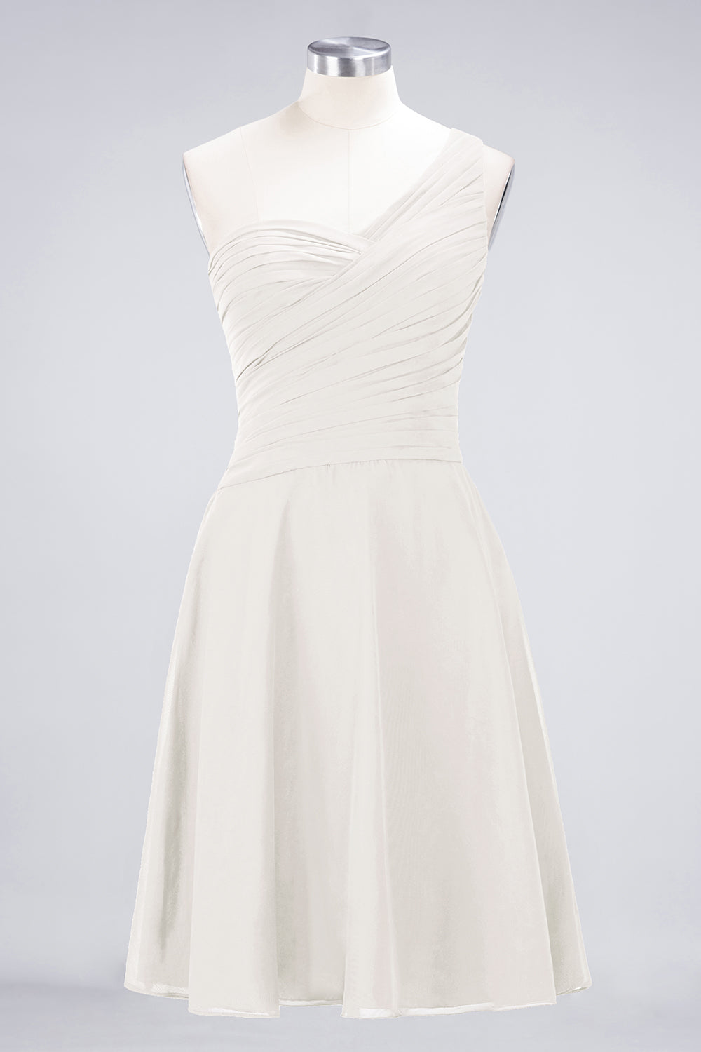 A-Line Chiffon One Shoulder Sweetheart Sleeveless Knee-Length Bridesmaid Dress with Ruffles