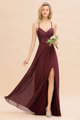 Lace Spaghetti Straps A-Line Bridesmaid Dress