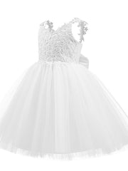 Short Ball Gown Tulle Flower Girl Dresses White First Communion Dresses