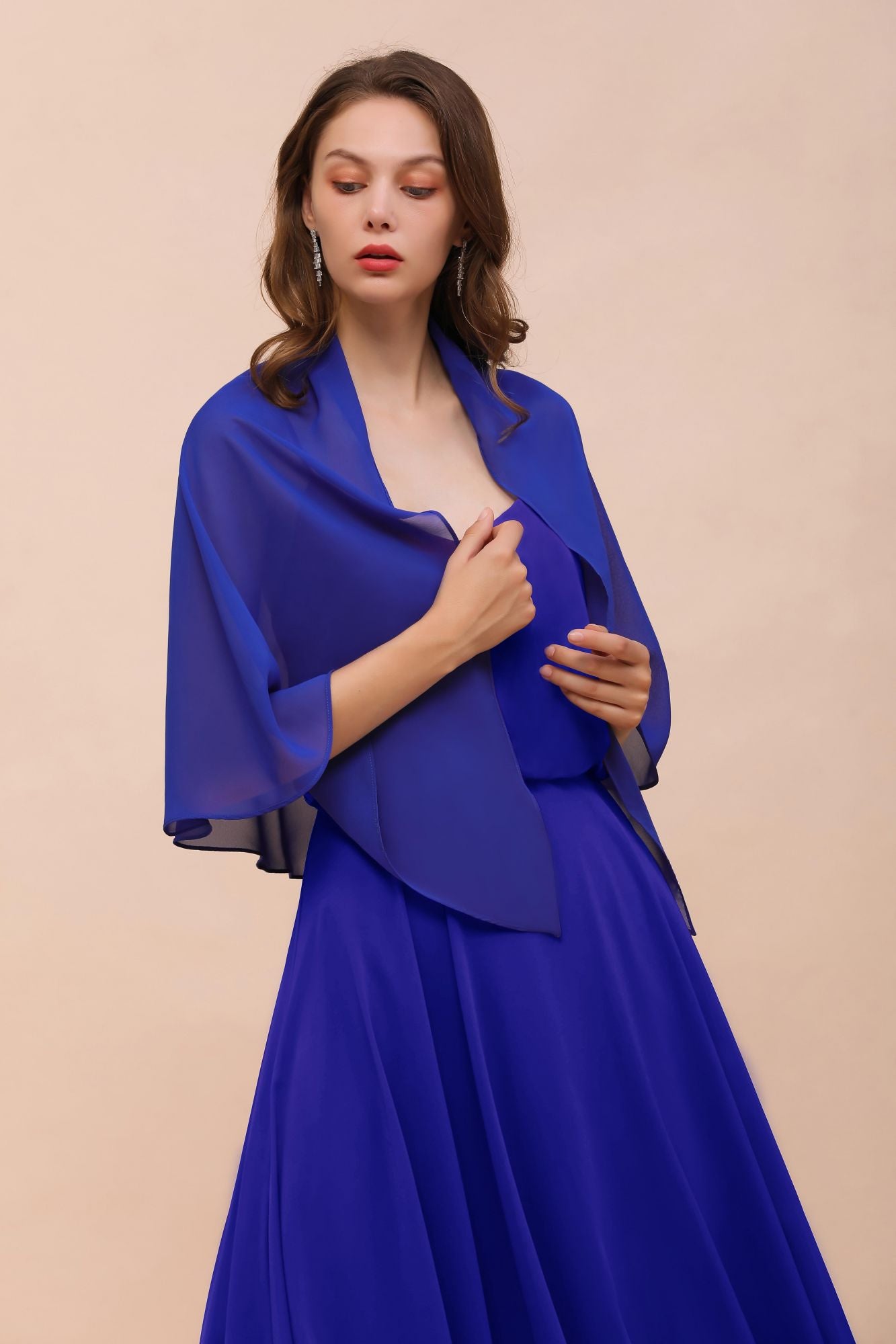 Chiffon Royal Blue Special Occasions Wraps