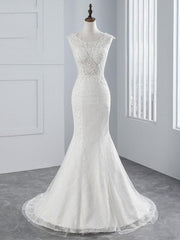 Elegant Long Lace Appliques Mermaid Wedding Dresses