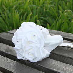 Simple Silk Rose wedding Bouquet in Multiple Colors