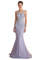 Long Mermaid Jewel Sleeveless Floor Length Beading Formal Evening Dresses