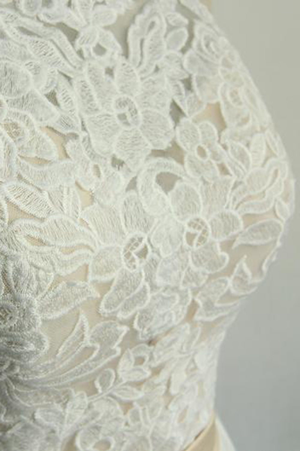 Elegant Long Halter Lace Tulle A-line Wedding Dress
