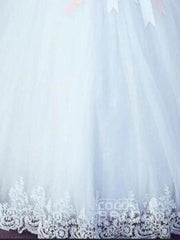 Long Off the Shoulder Lace Ball Gown Tulle Wedding Dresses