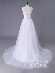 Elegant Long A-line Sweetheart Lace Tulle Boho Wedding Dresses