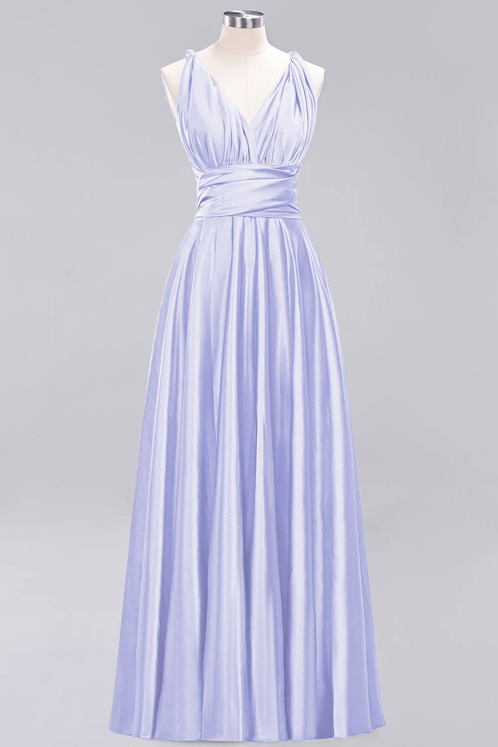Simple A-Line V-Neck Sleeveless Ruffles Floor Length Bridesmaid Dress