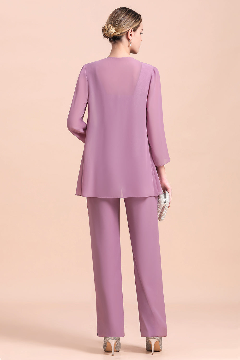 Elegant Lace Cap Sleeves Chiffon Mother of Bride Jumpsuit With Wrap