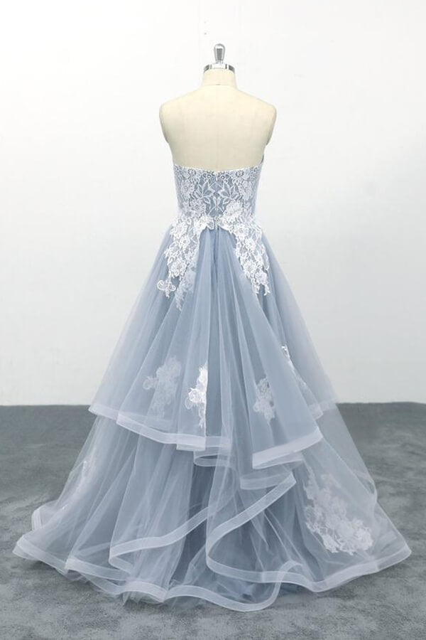 Amazing Long Sweetheart Lace Tulle A-line Wedding Dress