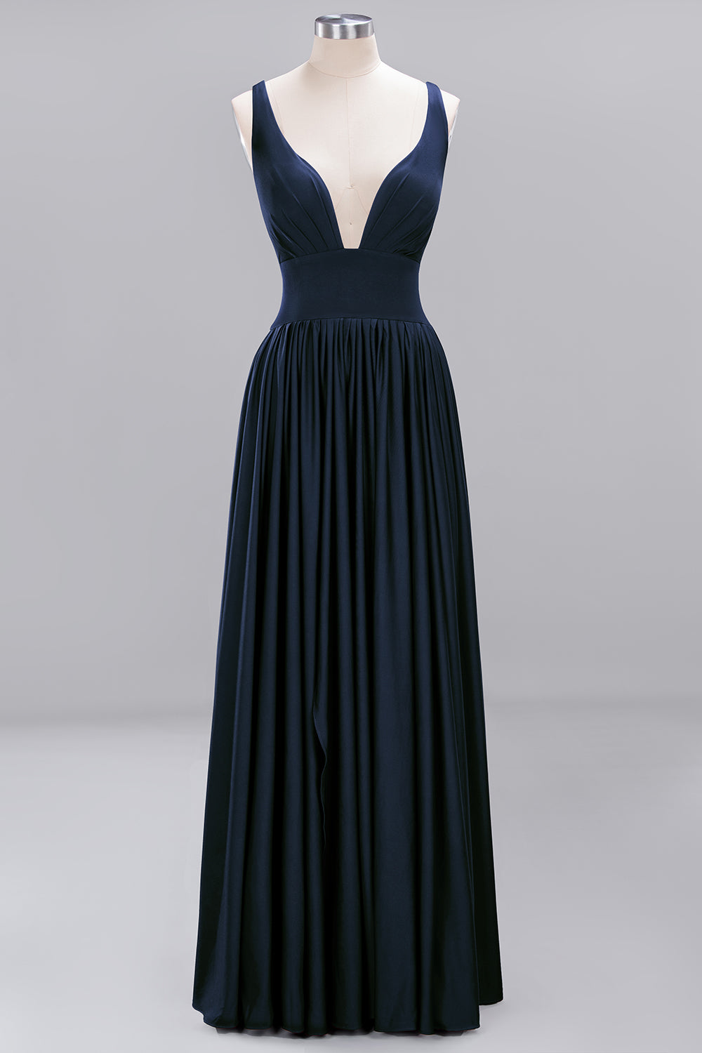 A-Line V-Neck Sleeveless Long Ruffles Bridesmaid Dress