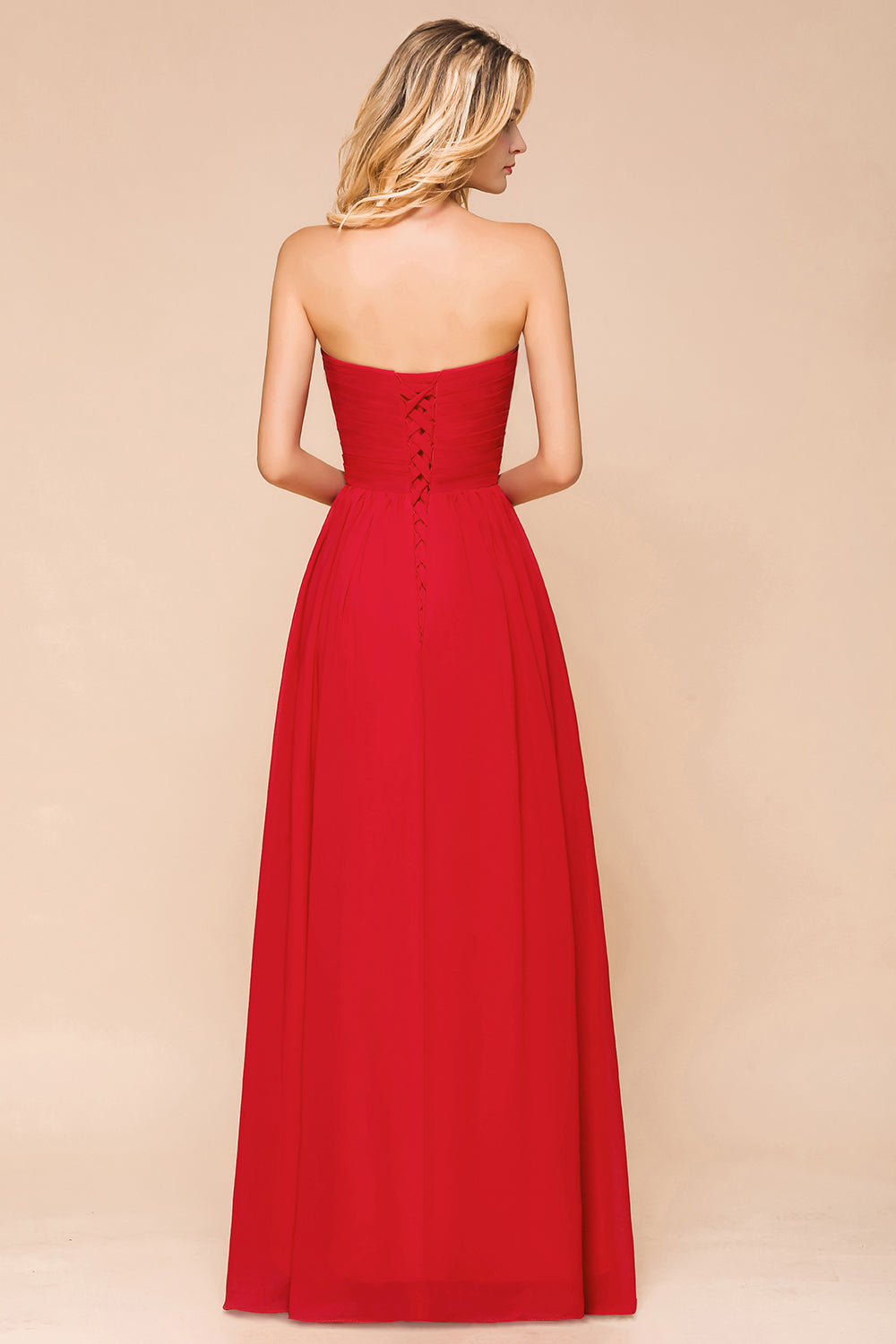 Vintage A-line Strapless Floor Length Chiffon Bridesmaid Dress With Appliques