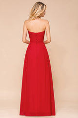 Vintage A-line Strapless Floor Length Chiffon Bridesmaid Dress With Appliques