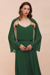 Dark Green Long Sleeve Chiffon Special Occasion Wraps