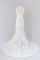 Elegant Long Sweetheart Lace Mermaid White Wedding Dress