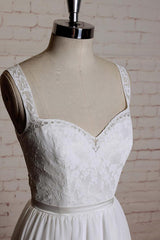 Long Sweetheart Lace Chiffon A-line Backless Wedding Dress