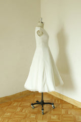Short Cap Sleeve Chiffon Mini A-line Wedding Dress