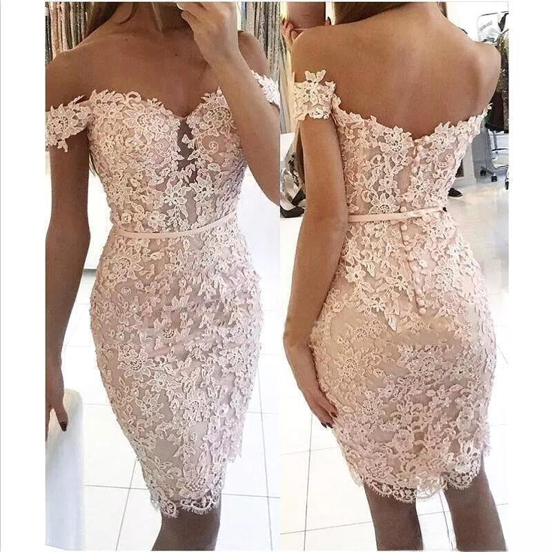 Elegant Short Mermaid Off the Shoulder Lace Party Dresses