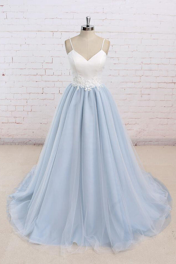 Chic Long Sweetheart Spaghetti Strap Organza A-line Wedding Dress