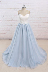 Chic Long Sweetheart Spaghetti Strap Organza A-line Wedding Dress