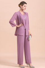 Elegant Lace Cap Sleeves Chiffon Mother of Bride Jumpsuit With Wrap