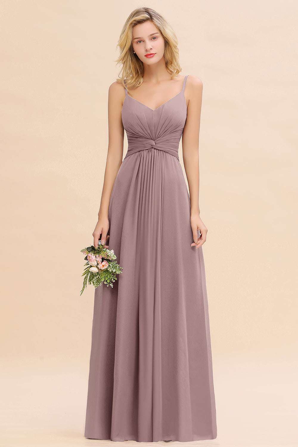 Elegant A-line Ruffles Spaghetti Straps Bridesmaid Dress