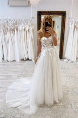 Charming Long Strapless Chapel Train Garden Sleeveless A-line Tulle Wedding Dress