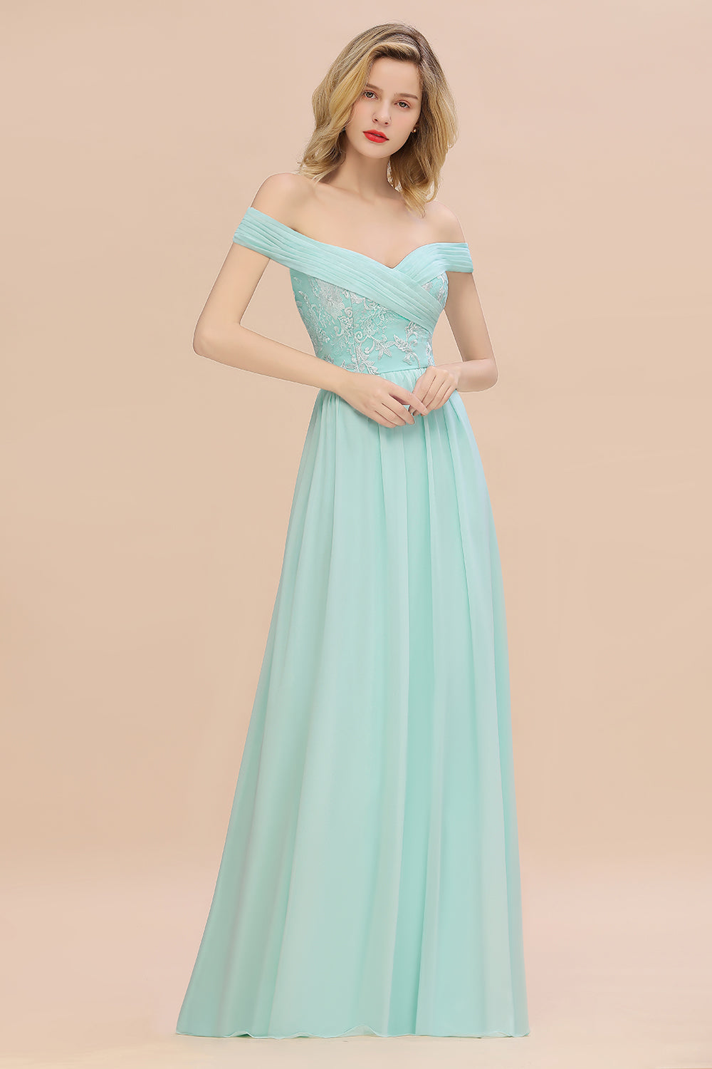 Appliques A-line Sweetheart Ruffles Simple Bridesmaid Dress