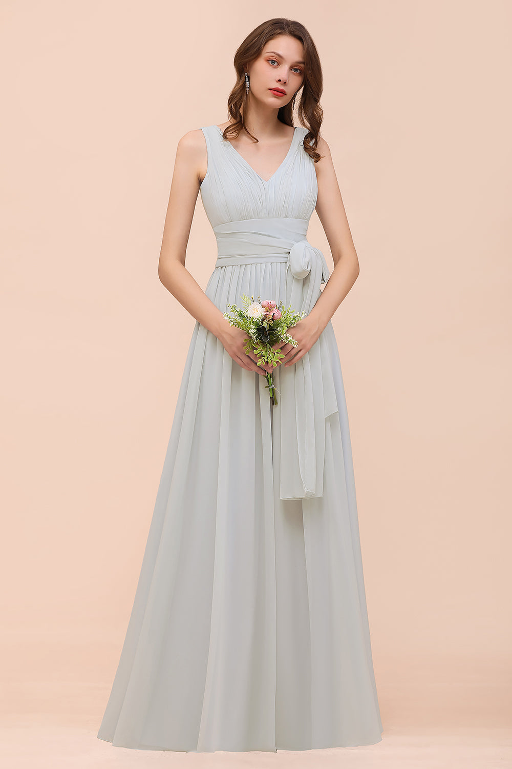 Infinity Chiffon A-Line Wedding Guest Dress Floor Length Bridesmaid Dress