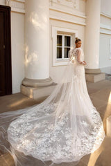 Elegant Long Mermaid Sweetheart Tulle Lace Wedding Dresses with Jacket