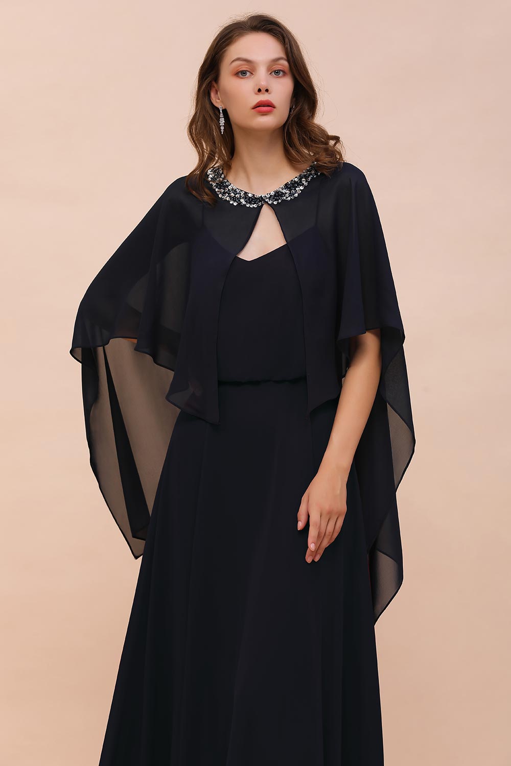 Chiffon Dark Navy Special Occasions Wrap