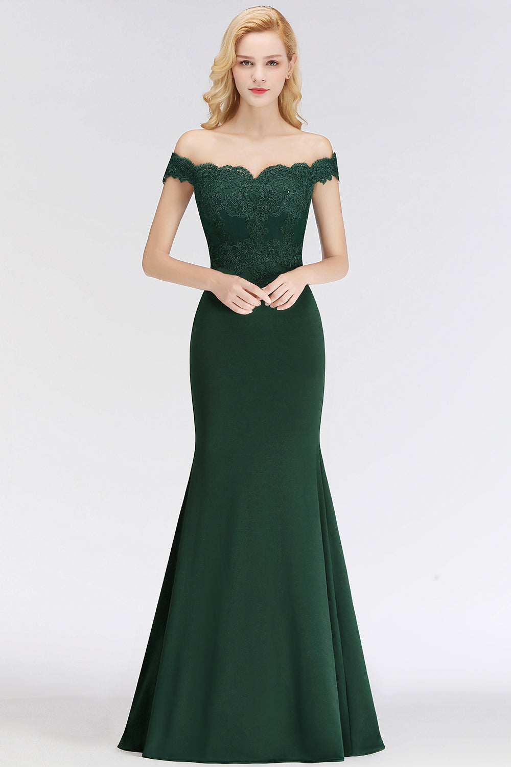 Elegant Long Mermaid Off the Shoulder Lace Bridesmaid Dresses