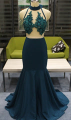 Long High Neck Sweep Train Sleeveless Mermaid Prom Dresses