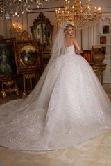 Elegant Long Sweetheart Off the Shoulder Floor Length Lace Ball Gown Wedding Dress with Appliques